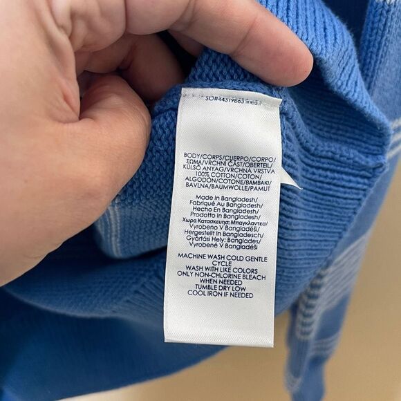 Chaps Mens Blue and White Striped Crew Neck Sweater Size L - Picture 2 of 8